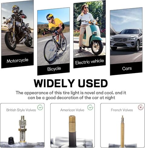 6PCS Car Tire Valve Light, Neon Spoke Flash LED Tire Valve Stem Cap Lights, Waterproof LED Wheel Lights Valve Stems Dust Cap, Tire Valve Caps Lamp for Auto Bike Motorcycle (Blue) in Saudi Arabia