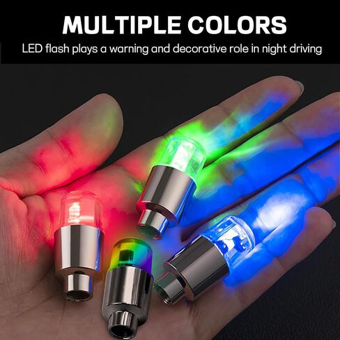 6PCS Car Tire Valve Light, Neon Spoke Flash LED Tire Valve Stem Cap Lights, Waterproof LED Wheel Lights Valve Stems Dust Cap, Tire Valve Caps Lamp for Auto Bike Motorcycle (Blue) in Saudi Arabia