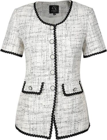 M.Infisavo Tweed Blazer Jackets for Women 2025 Spring Summer Summant Elegant Shorts Shorts Office الزي مع جديلة in Kuwait
