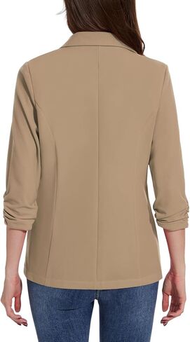 MINTLIMIT Womens Casual Blazers 3/4 Ruched Sleeve One Button Blazer Lapel Collar Business Office Suit Jacket with Pockets in Saudi Arabia