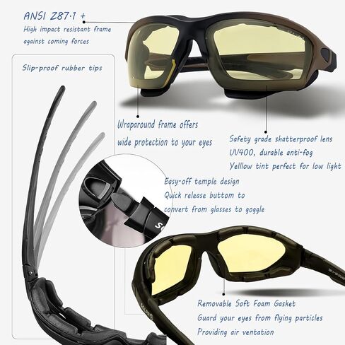 Powersports Glasses Safety Motorcycle Goggle, Anti-fog, Wrap around, Windproof, Hunting, Riding, Mowing,Men and Women in Kuwait