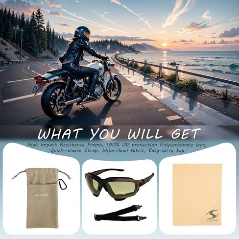 Powersports Glasses Safety Motorcycle Goggle, Anti-fog, Wrap around, Windproof, Hunting, Riding, Mowing,Men and Women in Kuwait