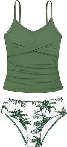 Girls Tankini Swimsuits Two Piece Bathing Suit Criss Cross Ruched Swimwear Set for Girls 9-16 Years in Saudi Arabia
