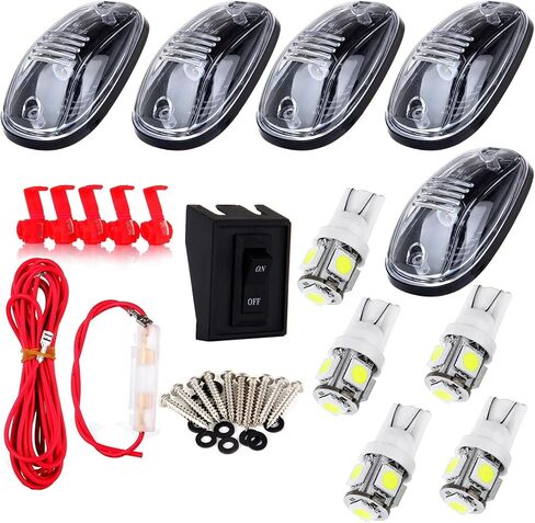 cciyu 5pcs Amber Cab Marker Roof Running Lights Assembly T10-6-5730-SMD White LED Bulbs Cab Light fit for 1999-2002 For Dodge For Ram 2500 3500 in Saudi Arabia