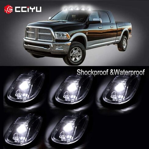 cciyu 5pcs Amber Cab Marker Roof Running Lights Assembly T10-6-5730-SMD White LED Bulbs Cab Light fit for 1999-2002 For Dodge For Ram 2500 3500 in Saudi Arabia