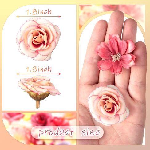 HANAIVE 80 PCS Faux Flower Heads Mini Mini Flower Heads Fake Poony Daisy Rose Plum Blossom Multicolor Small Daisy for DIY Home Wedding Crafts Decoration (Light Plange) in Saudi Arabia