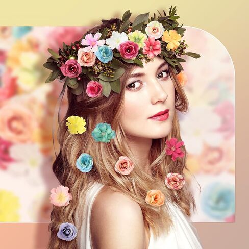 HANAIVE 80 PCS Faux Flower Heads Mini Mini Flower Heads Fake Poony Daisy Rose Plum Blossom Multicolor Small Daisy for DIY Home Wedding Crafts Decoration (Light Plange) in Saudi Arabia