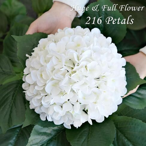 White Hydrangea Artificial Flowers, 4Pcs 22" Large Lifelike Faux Silk Flowers, Full Fake Artificial Hydrangeas with Stems for Bouquet Table Centerpieces Home Outdoor in Saudi Arabia