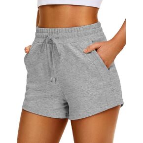 IWD Womens Sweat Shorts Casual Summer Comfy Cotton Shorts Drawstring High Waisted Lounge Shorts with Pockets