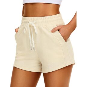 IWD Womens Sweat Shorts Casual Summer Comfy Cotton Shorts Drawstring High Waisted Lounge Shorts with Pockets in Saudi Arabia