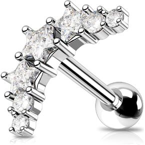 OUFER Helix Piercing Jewelry, 16G Star Shiny CZ Helix Earrings, 316L Surgical Steel Helix Cartilage Tragus Earrings for Women
