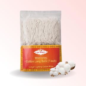 II om bhakti II Batti Long Cotton Wicks for Diya, Lambi Batti for Puja, 500 (Pack of 1, White)
