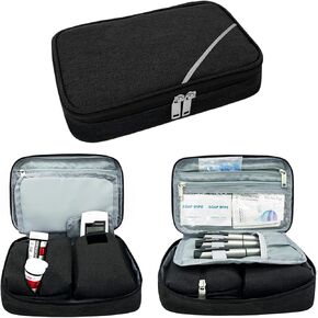 Portable Diabetic Supplies Bag for Glucose Meter, Medication and Other Diabetes Supplies, Diabetes Travel Case with Two Removable Storage Pouches, Purple (Bag Only)