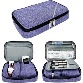 Portable Diabetic Supplies Bag for Glucose Meter, Medication and Other Diabetes Supplies, Diabetes Travel Case with Two Removable Storage Pouches, Purple (Bag Only) in Saudi Arabia