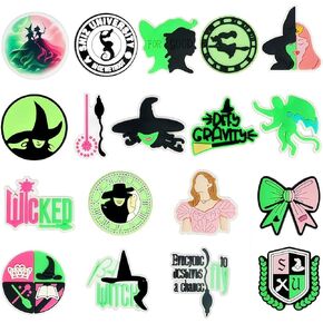 18Pcs Wicked Shoe Decoration for Croc Clog Sandals, Wizard Merch Shoe Decoration Charms Gifts for Birthday Party Favors