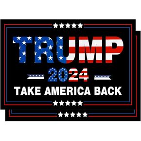 2 Pack Trump 2024 Flag Car Magnet, Heavy Duty Ply-Donald Trump Take America Back Waterproof Magnetic Sign 12" x 7.5"
