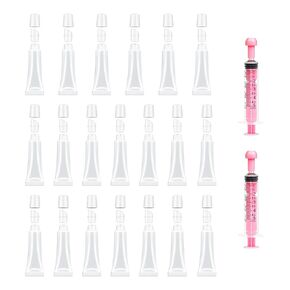 6PCS Empty Lip Gloss Tubes - 8ml Clear Lip Balm Tubes with 5ml Syringes - Refillable Squeeze Lip Balm Containers - Mini Cosmetic Soft for DIY Lip Gloss and Travel Toiletries