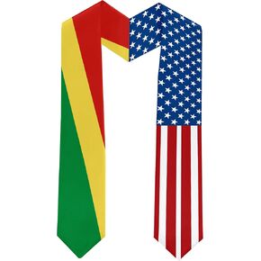 2025 The Republic of The Congo Flag and USA Flag Graduation Stole Graduation Sash for International Student (Baccalaureate Gown and Hat Not Included)