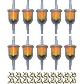 Universal Gas Inline Fuel Filters with Magnet for Motorcycle ATV Quad Go Karts Accessories 1/4 Inch x 5/16 Inch (Pack of 10)