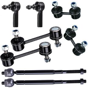 8PC Front Inner Outer Tie Rods + Front and Rear Sway Bar Link Kits FITS for Toyota Corolla 1993-2002 (Models w/Hydraulic Rack), EV303 ES2382 K9545 K90124 Tie Rods Stabilizer Bar Link