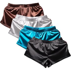 شورتات ساتان ساتان ملاكمة Tapuu Mens Mults Multipack (بني/أسود/رمادي/أزرق 4 ، XL)