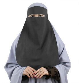 Single Layer Niqab, Soft Chiffon Muslim Veil Face Cover, One Layer Nose Piece, Hijab Prayer Face Mask for Women Men