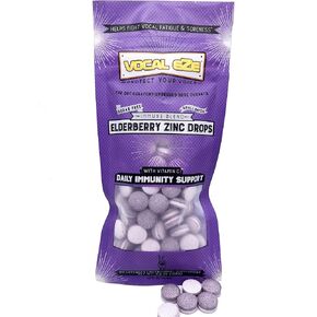 Vocal Eze Elderberry Vitamin C, Zinc Cough Drops (90) | Lozenges to Relieve Sore, Hoarse, Fatigue, Dryness of Throat | Voice & Immune Support, Sugar Free (VeganFriendly)