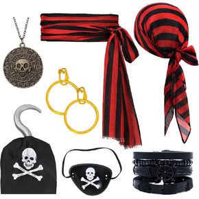 Pirate Costume Outfit Accessories Set for Men Women Pirate Costume Kit