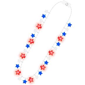 6PCS 4th of July Light up Necklace, Independence Day Glow Necklace Bulk, Fourth of July Red White Blue Patriotic Star USA Flags Hats, Glow Accessories for Memorial Veterans Parades Party