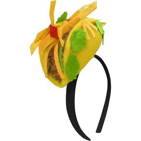 Taco Hat Mini Taco Headband Festive Headwear for Taco-Tuesday Cinco De Mayo, Mexican Fiesta Party Supplies,Costume Accessory Set Yellow