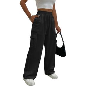 Cargo Linen Pants for Women Summer Wide Leg Palazzo Beach Pants Lightweight Women's Casual Pants with Pocket