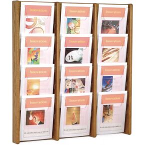 Wooden Mallet 12-Pocket Stance Wall Display, Dark red Mahogany