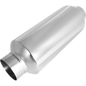 Exhaust Muffler, 2.25 Inch Inlet Resonator Muffler Straight Stainless Steel, Universal Performance Muffler Pipe 13''/340mm Overall Length, Polished