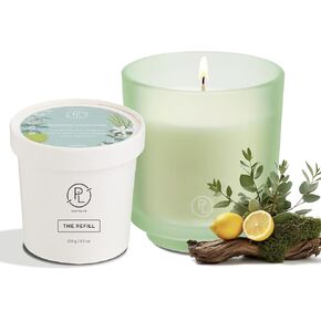 Partylite Seagrass Eucalyptus شمعة جرة معطرة + (1) إعادة الملء - ملاحظات من الأوكالبتوس ، الليمون ، الأعشاب البحرية والأخشاب ، 10 أوقية واحدة من الشمعة العطرية