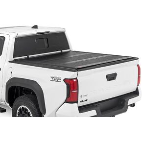 Rough Country Hard Tri-Fold Tonneau Cover for Toyota Tacoma Truck (2024-2025) - Low-Profile Aluminum Truck Bed Cover, Fits 5' Bed (60")