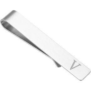PATIKIL Initial Tie Clip for Men, Stainless Steel Alphabet Necktie Bar Pinch Clips Letters A-Z with Black Gift Box for Regular Ties Wedding Father's Day