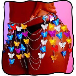 FSTREND RAINBOW Butterfly Body Chain Pride Pride Caxtory Pareses Celebrations Rave EDC Festival Decorities for Women