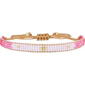 KELITCH Women Friendship Bracelets Wax Rope Bracelets Handmade Multi-Pattern Pearl Bracelets