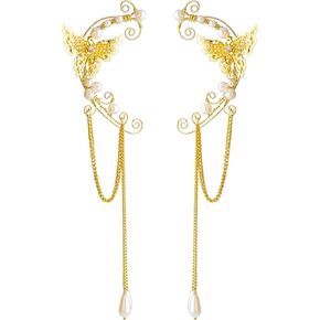 Butterfly Elf Ear Cuffs Handmade Fairy Wing Earrings, Non-Piercing Ear Clips