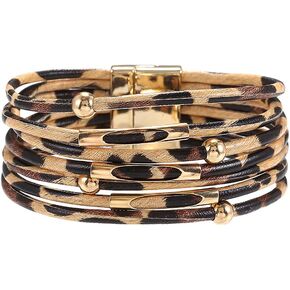 أساور Zmanyijew الجلود الملتفة للنساء ، أساور بوهو الكفة متعددة الطبقات كفة الكفة الكفة متعددة الوفقات النمرات مصفرة الكفة معصم الكفة in Kuwait