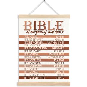 Bible Emergency Numbers Christian Wall Art Poster Hanger Frame, Scripture Wall Art & Christian Bible Verses Home Decor, 12x16 Inches