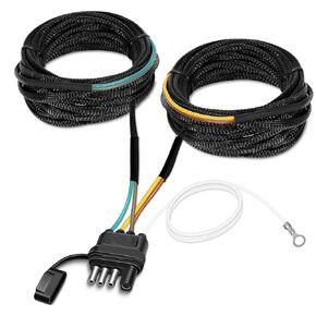 Aila 25Ft 4 Pin 5 Way Trailer Wiring Harness Kit with Black Nylon Protective Sleeve, Quick-Connect 4 Pin Flat Extension Connector, Color-Coded Wire Setup