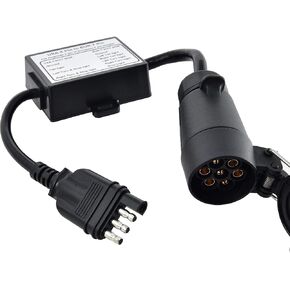 Oyviny US to EU Trailer Light Converter US 4 Way to EU 7 Way Trailer Light Adapter USA Vehicle 4-Pin Flat Plug to European Trailer 7-Pin Round Connector Plug and Play Waterproof Converter
