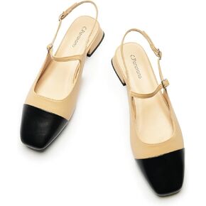 C. Paravano Women's Slingback Sandals ، Mary Jane Style Flats مع أحزمة كاحل قابلة للتعديل وأصابع القدم المربعة ، أحذية غير رسمية مريحة أنيقة