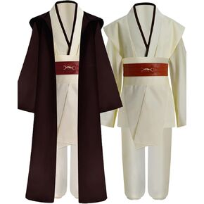 Kids Jedi Costume Robe Boys Jedi Tunic Cloak Knight Costume Obi Wan Kenobi Halloween Outfit 6 years and up