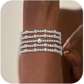 Long tiantian 5PCS Gold Beaded Bracelets for Women Non Tarnish Dainty Pearl Beaded Bracelet for Women Trendy Clay Bead Bracelets Stack Stretch Bracelets for Women Gifts 2025 in Kuwait