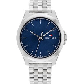 Tommy Hilfiger Men's Classic 3H Quartz Watch - سوار من الفولاذ المقاوم للصدأ - 3ATM/30 متر مقاومة للماء - أناقة الحد الأدنى ، غير الرسمية بالنسبة له - 42 ملم