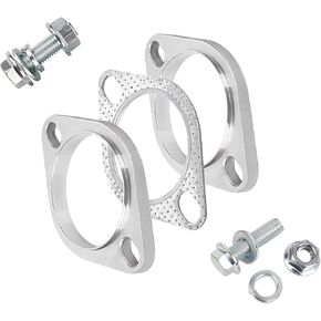 Car Exhaust Flange Repair Kit, 2 Bolt 2.5 inch Exhaust System Kit with Exhaust Gasket & Exhaust Bolts, Exhaust Pipe Gasket Kit, Universal for Most Car Exhaust Flanges Replacement (Silver)