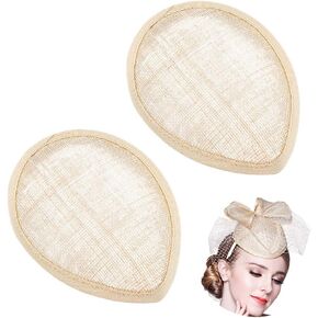 AHANDMAKER Teardrop Fascinator Hat Base, Linen Mesh Millinery Base Cocktail Hat Saucer Sinamay Base for DIY Wedding Party Hat