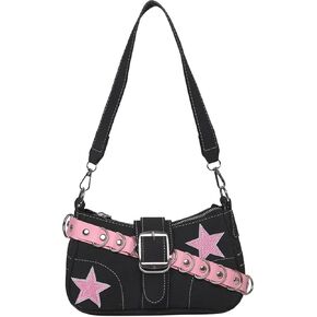 AIPJOY Women's Y2K Punk Shoulder Bags Y2K aesthetic Purse Grunge Handbag with Double Straps